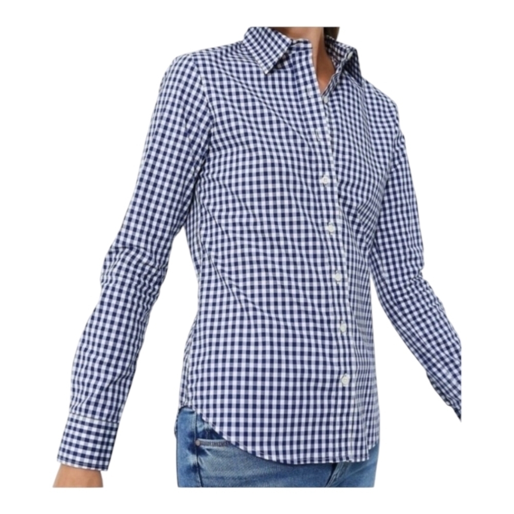 NWT UNTUCKit Belleza Blue Gingham Shirt Sz 4